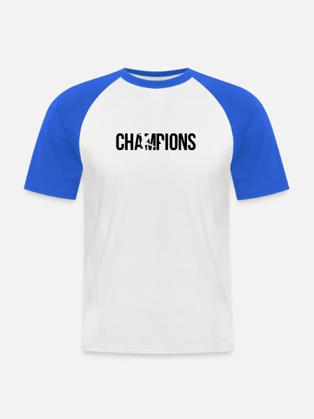 champions - T-shirt baseball manches courtes Homme - blanc/bleu royal