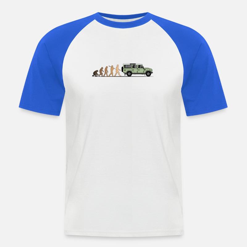 Defender Evolution 110 Farbe - Männer Baseball-T-Shirt - Weiß/Royalblau