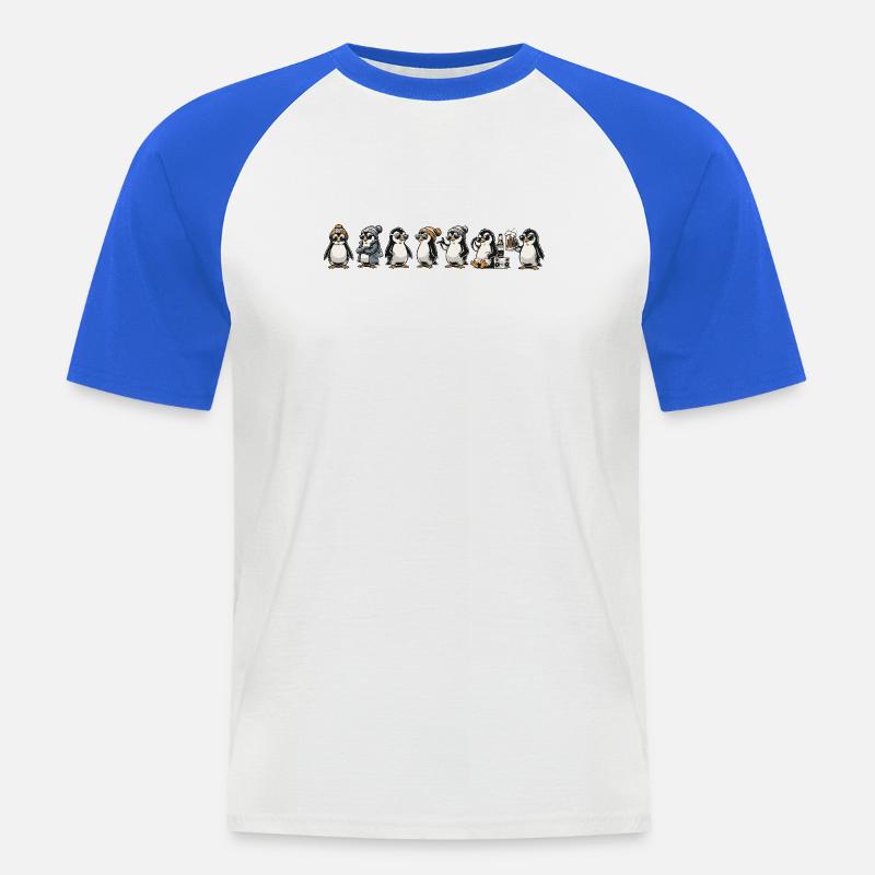 Coole Pingus - Männer Baseball-T-Shirt - Weiß/Royalblau