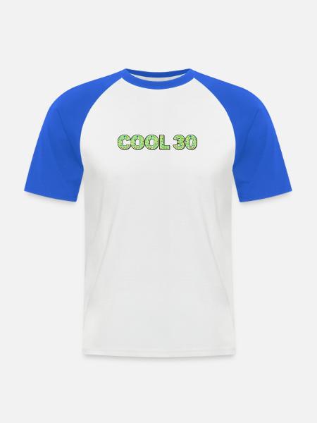 Cool 30 Blumenmuster - Männer Baseball-T-Shirt - Weiß/Royalblau