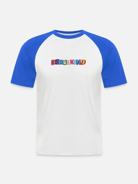Kunterbuntes Schulkind Logo - Jetzt Schulkind - Männer Baseball-T-Shirt - Weiß/Royalblau