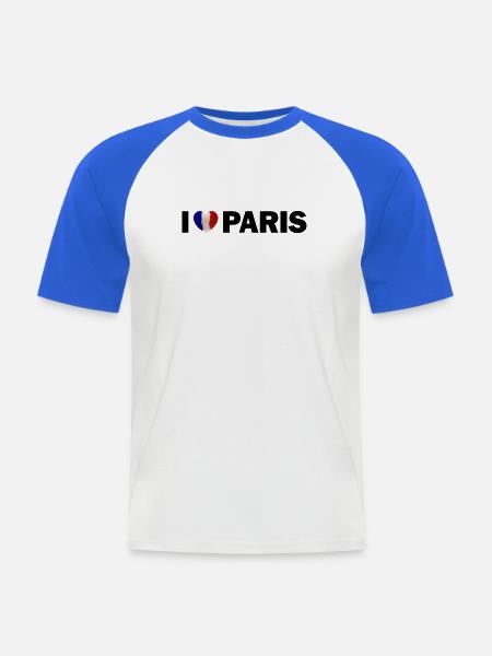 I love Paris France - Männer Baseball-T-Shirt - Weiß/Royalblau