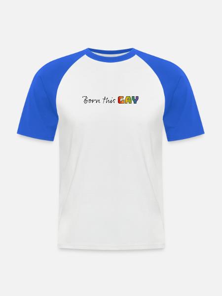 Rainbow né ce gay - T-shirt baseball manches courtes Homme - blanc/bleu royal