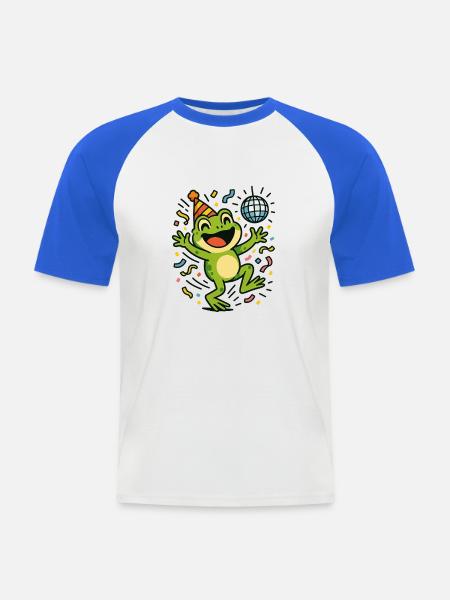 Party Frog - Men's Baseball T-Shirt - white/royal blue