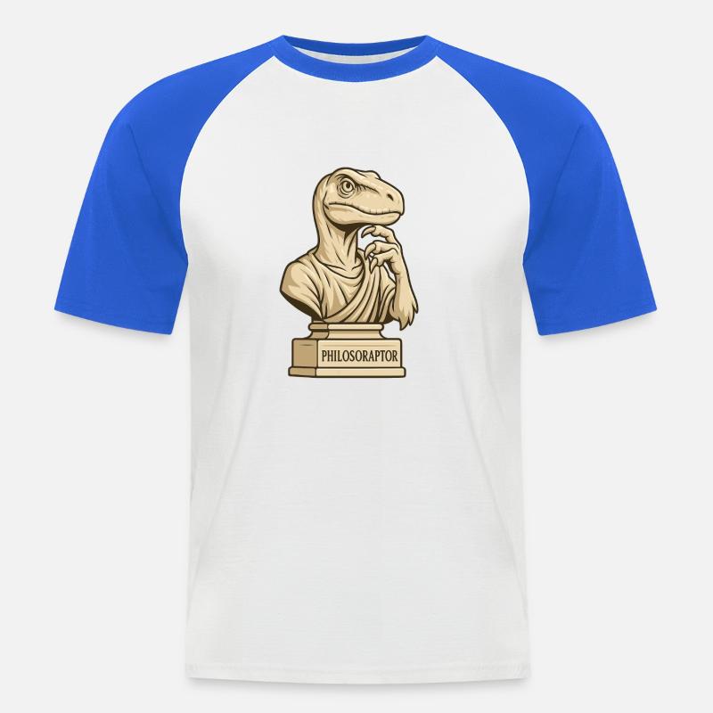 Philosoraptor - Männer Baseball-T-Shirt - Weiß/Royalblau