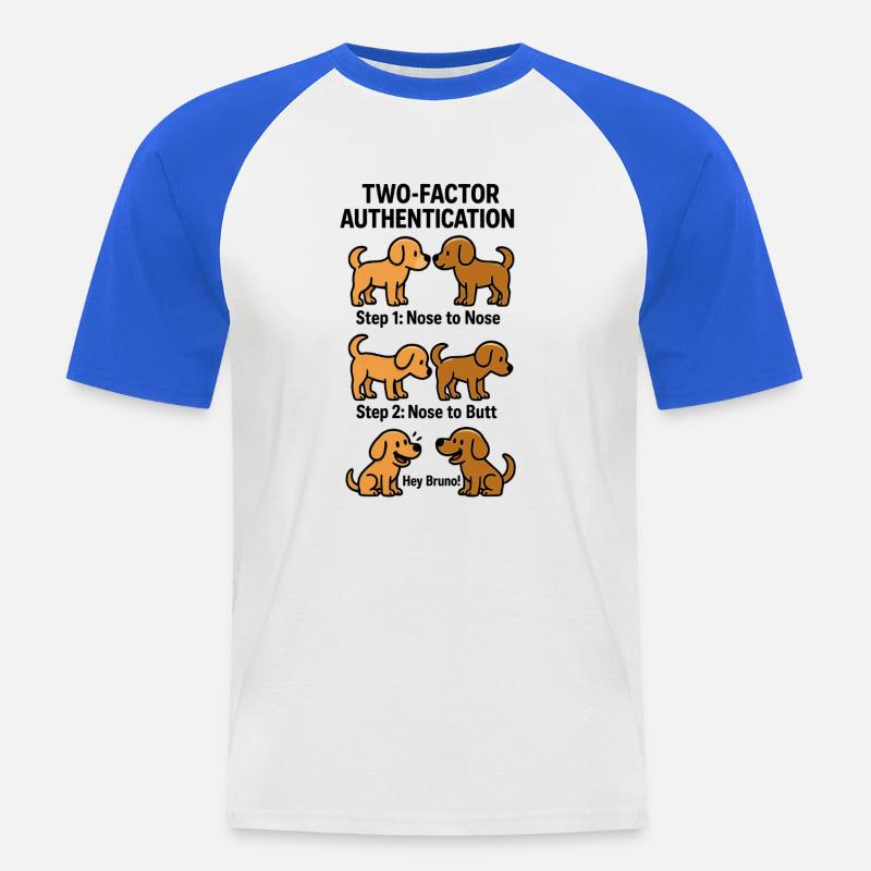Two Factor Authentication Hunde - Männer Baseball-T-Shirt - Weiß/Royalblau