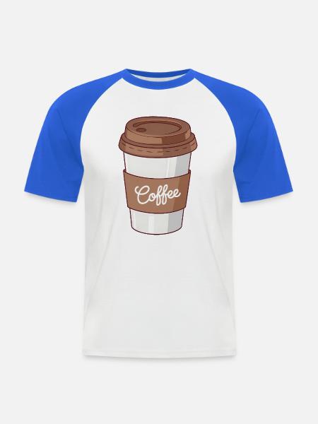 Einfache Kaffeetasse für Koffeinliebhaber - Männer Baseball-T-Shirt - Weiß/Royalblau