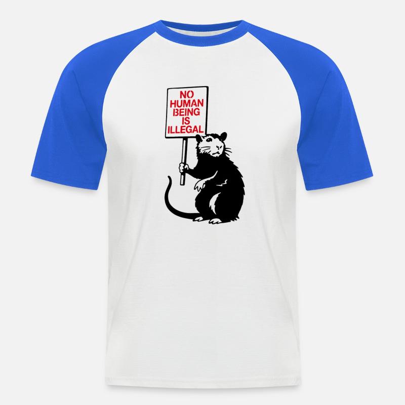 Nessun essere umano è illegale - Maglia da baseball a manica corta da uomo - bianco/blu royal
