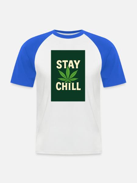 Stay Chill Cannabis Leaf - Men's Baseball T-Shirt - white/royal blue