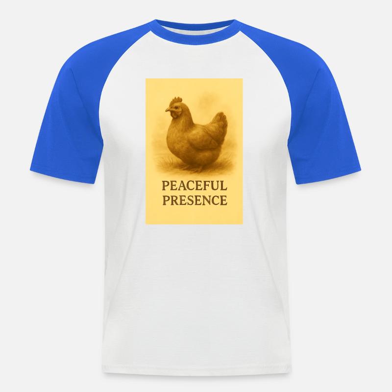 Stille Hühnerpräsenz - Männer Baseball-T-Shirt - Weiß/Royalblau