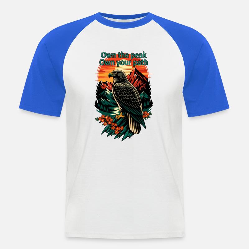 Besitze den Peak Eagle Path - Männer Baseball-T-Shirt - Weiß/Royalblau