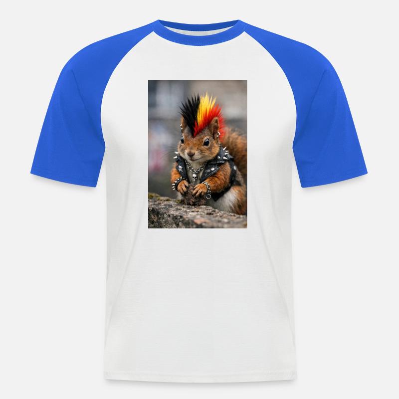 Punk Eichhörnchen mit Lederweste - Männer Baseball-T-Shirt - Weiß/Royalblau