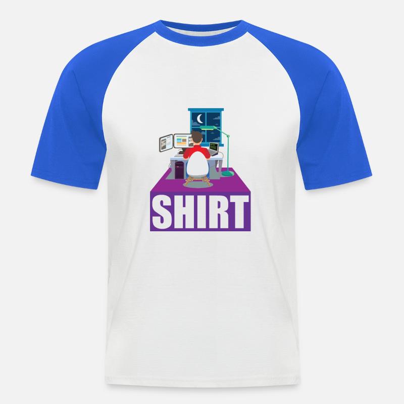 Night Shift Coder Programmer Desk Graphic - Men's Baseball T-Shirt - white/royal blue
