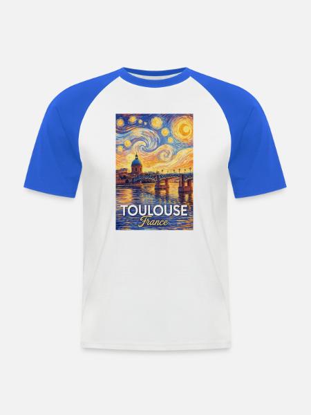 Toulouse, Frankreich - Männer Baseball-T-Shirt - Weiß/Royalblau