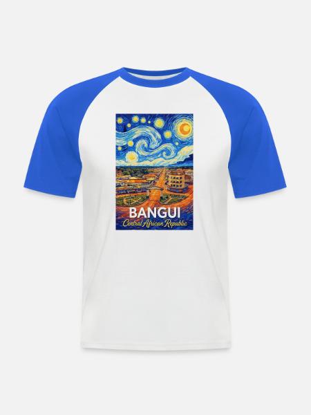Bangui Cityscape Poster Starry Night - Männer Baseball-T-Shirt - Weiß/Royalblau