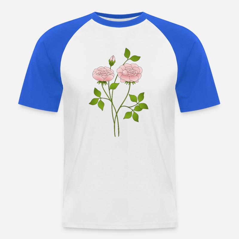 Blommor - Kortärmad basebolltröja herr - vit/kungsblå