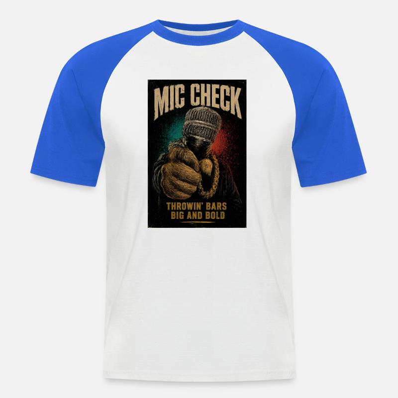 Mic Check Bold Throwin' Bars - Männer Baseball-T-Shirt - Weiß/Royalblau