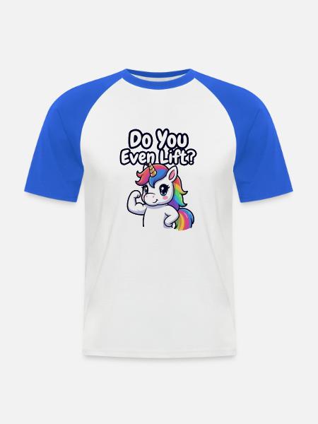 Unicorn Gym Do You Even Lift? - Men's Baseball T-Shirt - white/royal blue