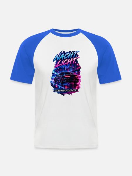 Nacht. Licht. Leistung. - Männer Baseball-T-Shirt - Weiß/Royalblau