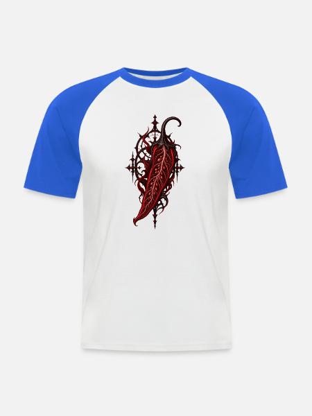 Roter Dornbluete Gothic Botanik - Männer Baseball-T-Shirt - Weiß/Royalblau