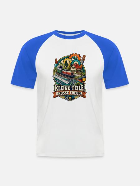 Kleine Teile Große Freude - Männer Baseball-T-Shirt - Weiß/Royalblau