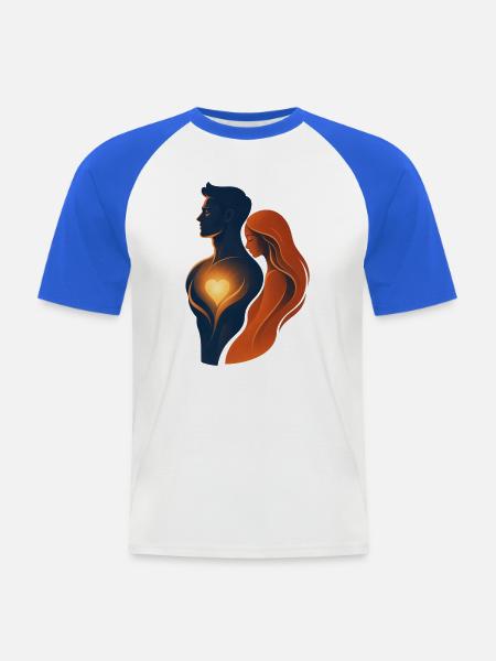 Umarme dich im leuchtenden Herzen - Männer Baseball-T-Shirt - Weiß/Royalblau
