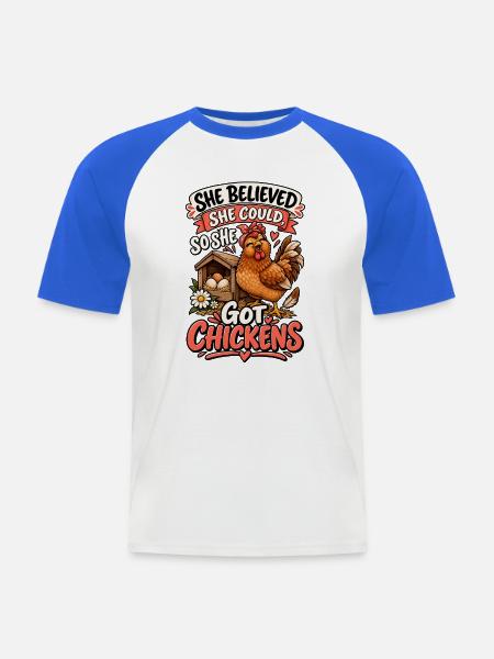 Chicken Owner Inspiration - Männer Baseball-T-Shirt - Weiß/Royalblau