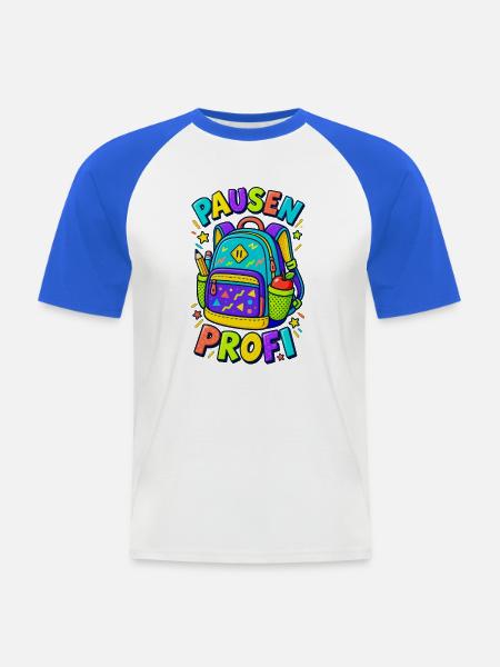 Pausenprofi Schulranzen Einschulung - Männer Baseball-T-Shirt - Weiß/Royalblau