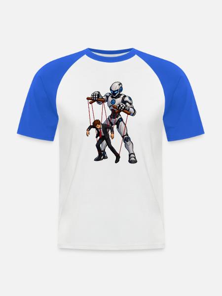 Puppe und menschlicher Roboter - Männer Baseball-T-Shirt - Weiß/Royalblau