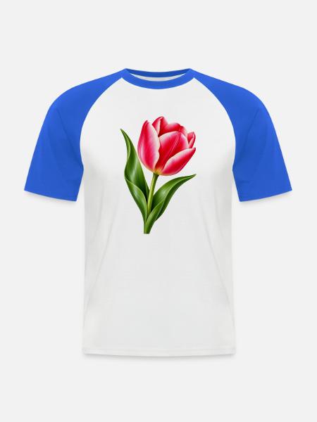 Rosa Tulpenblüte - Männer Baseball-T-Shirt - Weiß/Royalblau