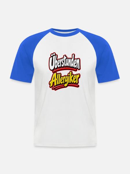 Überstunden Allergiker - Männer Baseball-T-Shirt - Weiß/Royalblau