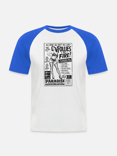 FOLLIES OF FIRE-FINALE - Männer Baseball-T-Shirt - Weiß/Royalblau