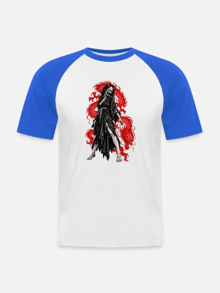 TODESGRUBE - Männer Baseball-T-Shirt - Weiß/Royalblau