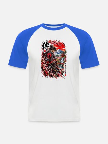 Samurai Spirit – Japan Krieger - Männer Baseball-T-Shirt - Weiß/Royalblau