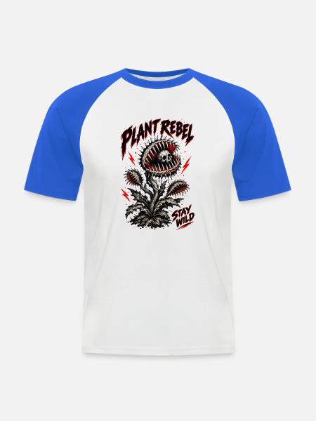 Plant Rebel Skull Bloom - Männer Baseball-T-Shirt - Weiß/Royalblau