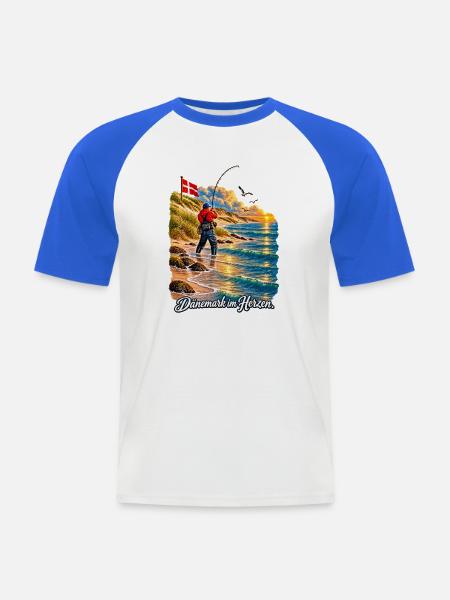 Dänemark im Herzen Küstenfischer - Männer Baseball-T-Shirt - Weiß/Royalblau