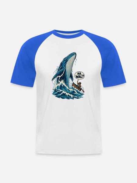 Na Wal - Männer Baseball-T-Shirt - Weiß/Royalblau
