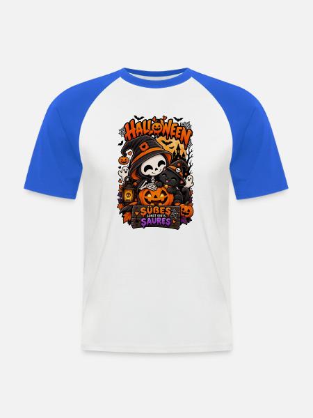 Kuschelhalloween Kürbisfreunde - Männer Baseball-T-Shirt - Weiß/Royalblau