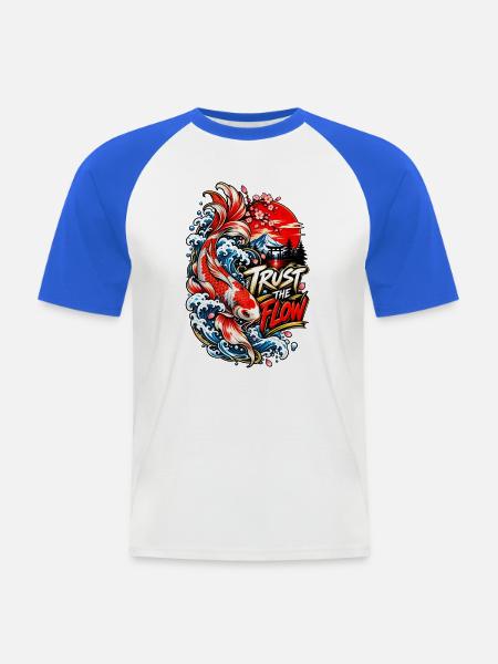 Koi-Fluss Vertraue der Welle - Männer Baseball-T-Shirt - Weiß/Royalblau