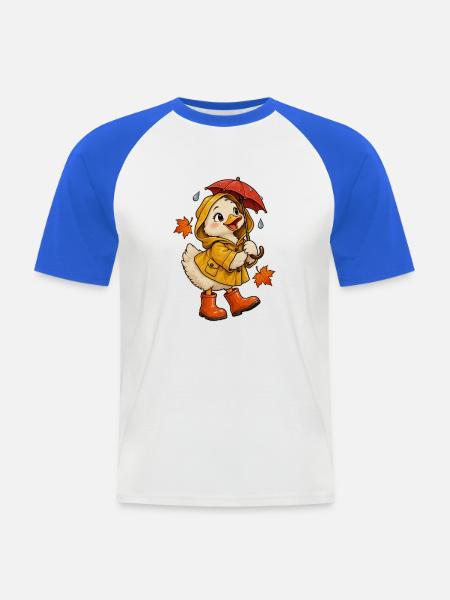 Ente in Regenstiefeln - Männer Baseball-T-Shirt - Weiß/Royalblau