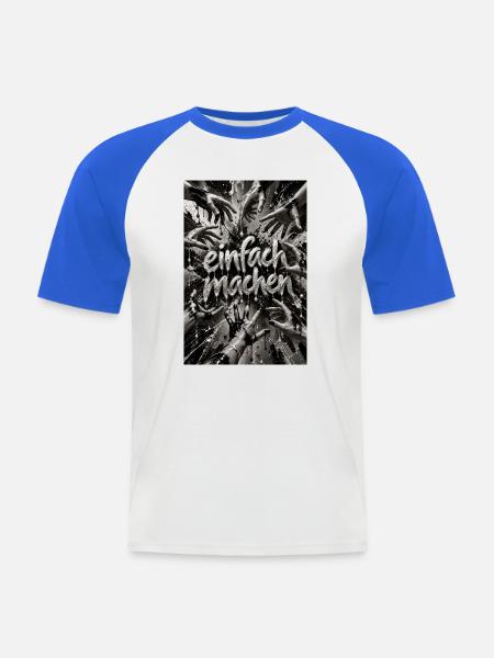 Einfach Machen – Handmotiv Kraft - Männer Baseball-T-Shirt - Weiß/Royalblau