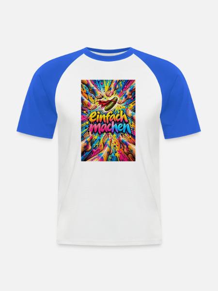 Heldenhafte Gurke Farbexplosion - Männer Baseball-T-Shirt - Weiß/Royalblau