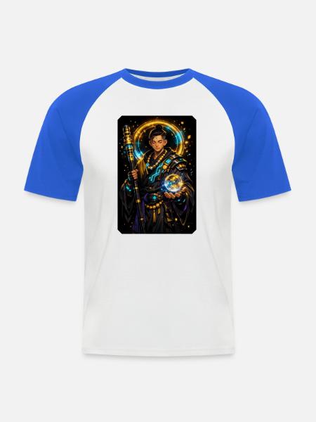 Himmlischer Mönch in Neon Arcana - Männer Baseball-T-Shirt - Weiß/Royalblau