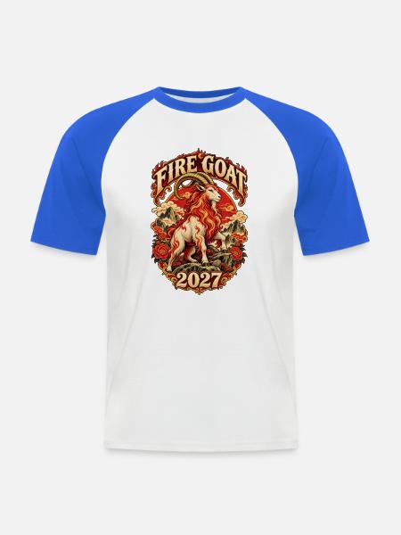Feuerbock 2027 Retro Chinesisches Tierkreis - Männer Baseball-T-Shirt - Weiß/Royalblau