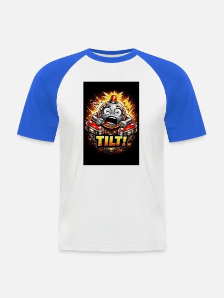 Tilt Explosiver Flipper Pinball - Männer Baseball-T-Shirt - Weiß/Royalblau
