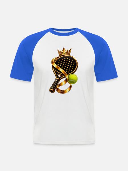 Goldene Padel Krone Design - Männer Baseball-T-Shirt - Weiß/Royalblau