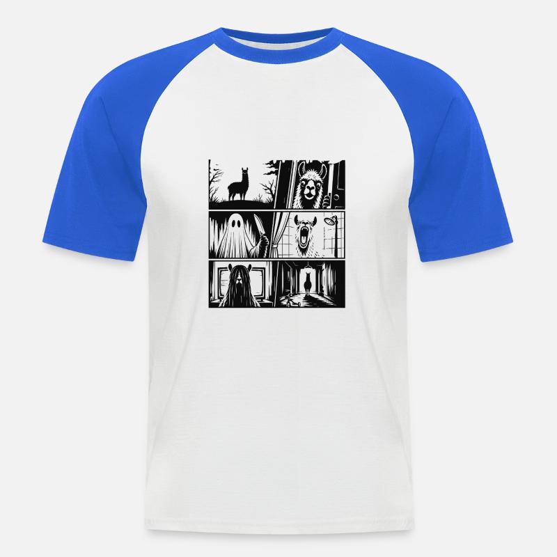 Llama Nightmares Horror Comic - Männer Baseball-T-Shirt - Weiß/Royalblau