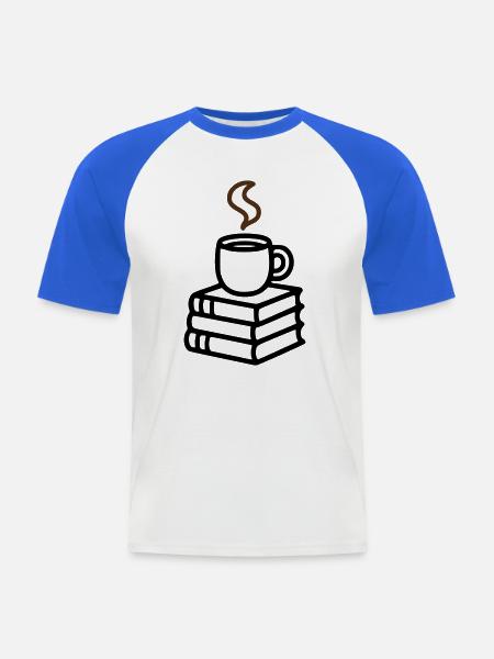 Bücher Kaffeetasse Lesen Buchclub Leseratte - Männer Baseball-T-Shirt - Weiß/Royalblau