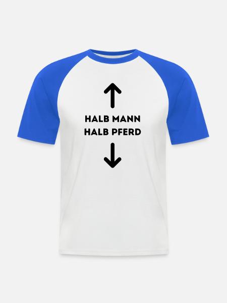 Halb Mann halb Pferd - Männer Baseball-T-Shirt - Weiß/Royalblau