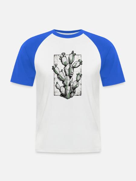 Feigenkaktus Kakteene - Männer Baseball-T-Shirt - Weiß/Royalblau